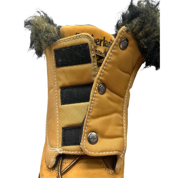 Timberland Tan Leather Faux Fur Cuff Ankle Winter Snow Boots Youth Size 4 - Picture 7 of 16